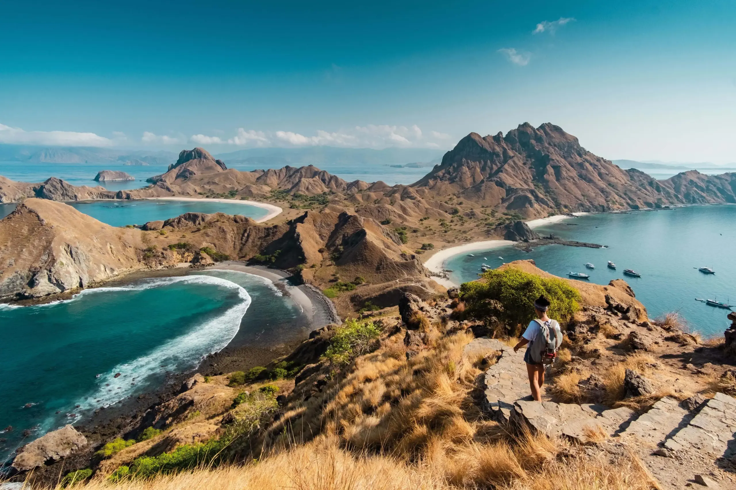 Padar Island viewpoint in Komodo National Park reached on an Indonesia private tour boat charter